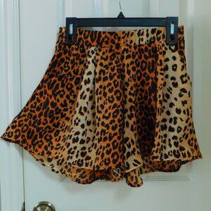 L&B Lucky & Blessed Womens Leopard Print Wide Leg Soft Shorts with Pocke…